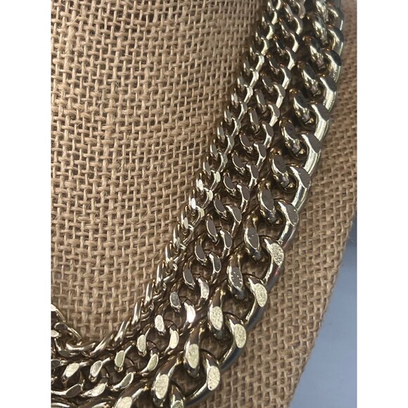 BaubleBar Gold Tone Multi Strand Chain Link Necklace Flat 3 Sizes Adj 26"+2.5" - Picture 2 of 4